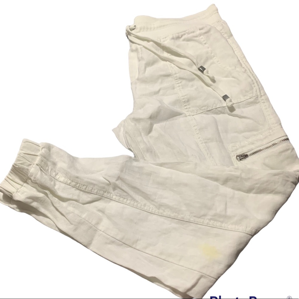 Athleta White Jogging Linen Pant with comfort waistband